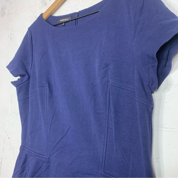 Lafayette Navy Blue Cap Sleeve Peplum Ruffle Dress Size 16 - Picture 3 of 13